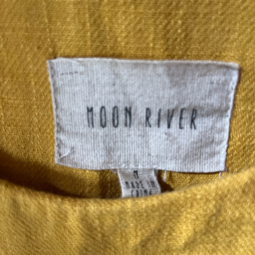 Linen Anthropologie x Moon River Mustard Ruffled Blouse - Picture 5 of 6